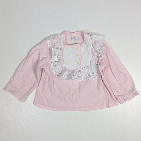 Vtg Her Majesty Pajama Top Girls Sz 2T Pink Flannel Cozy Girly - Picture 1 of 5